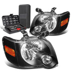 Pair of Black/Amber Signal Headlight Lamps for Ford Expedition (2006–2010)