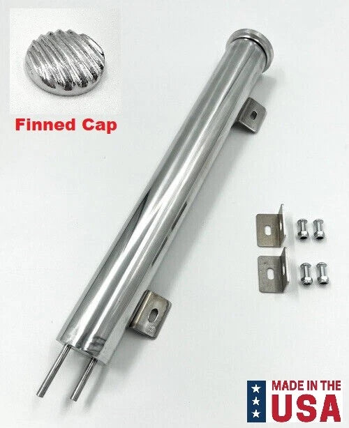 14in Polished Aluminum Radiator Overflow Tank Reservoir for Universal (—)