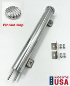 14in Polished Aluminum Radiator Overflow Tank Reservoir for Universal (—)