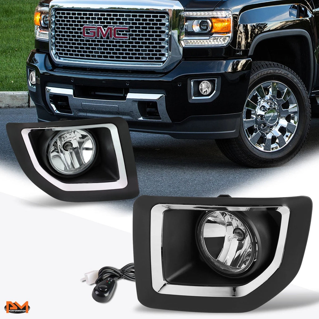 Set of 2 Clear Lens Bumper Fog Lights for GMC Sierra 2500HD/3500HD (2015–2016)