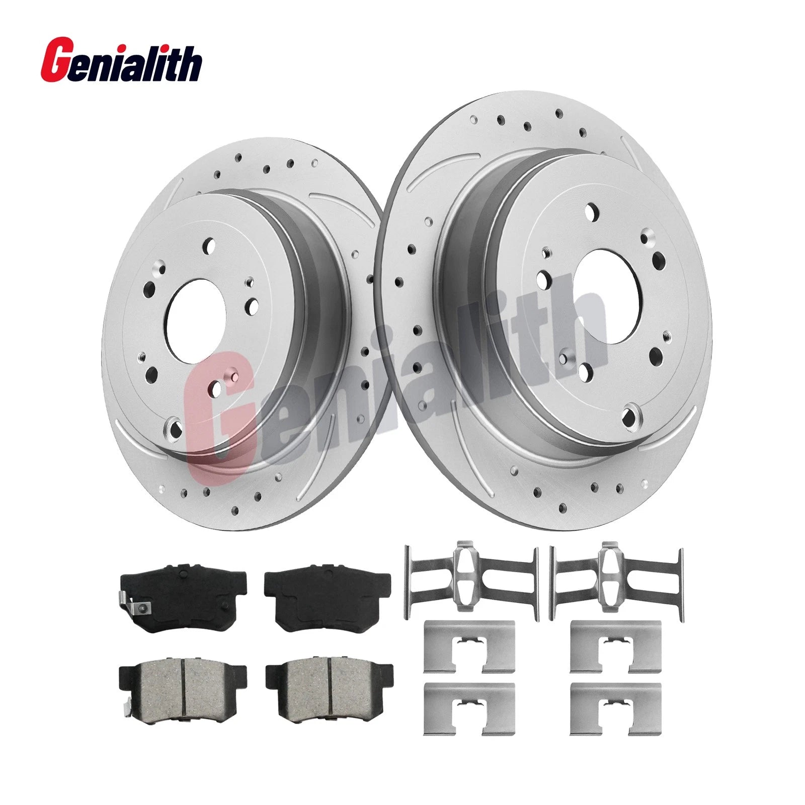Set of 2 Rear Disc Rotors + Ceramic Brake Pads for Acura TL, Honda Element (2003–2008)