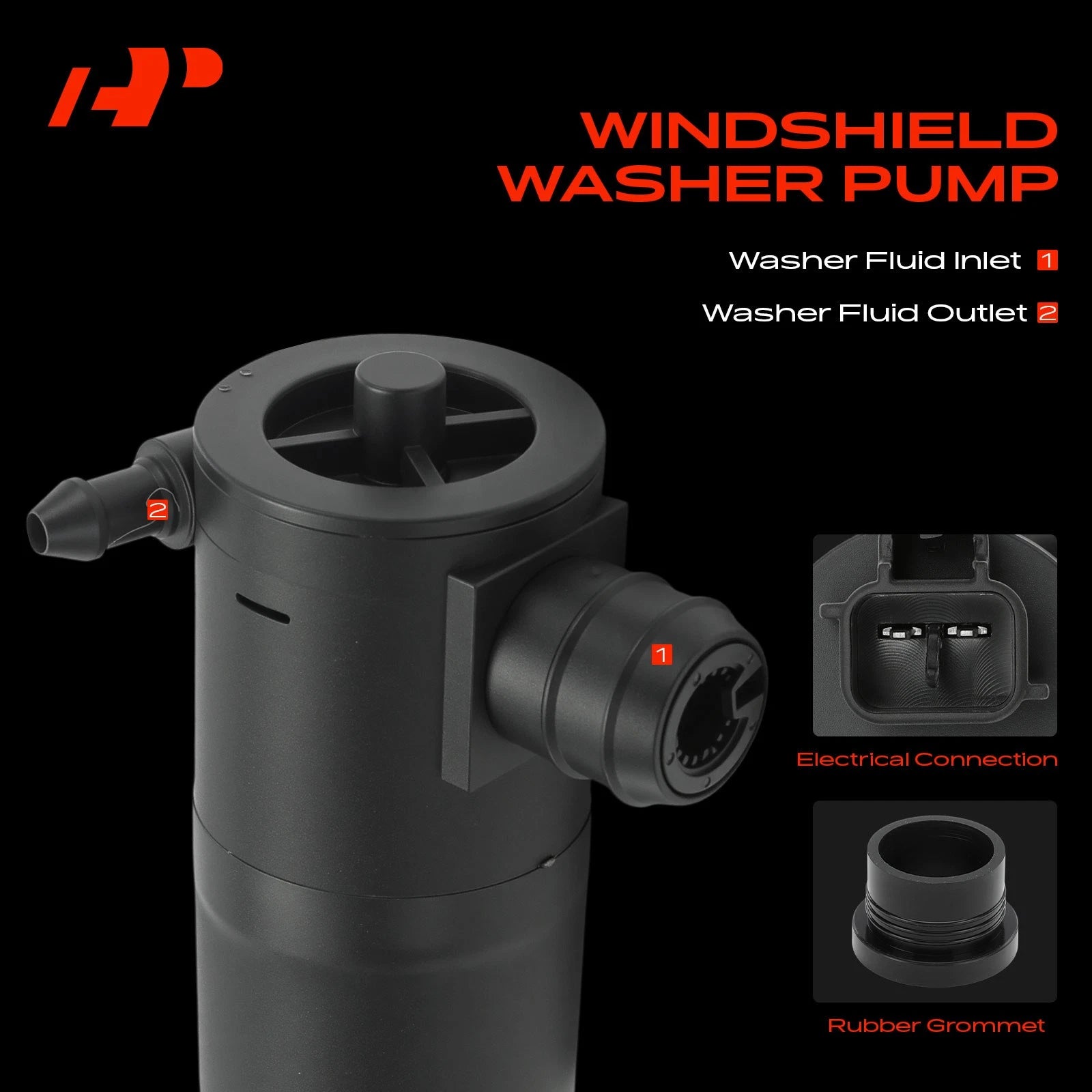 Windshield Washer Pump with Rubber Grommet for Toyota Corolla (2010-2018)