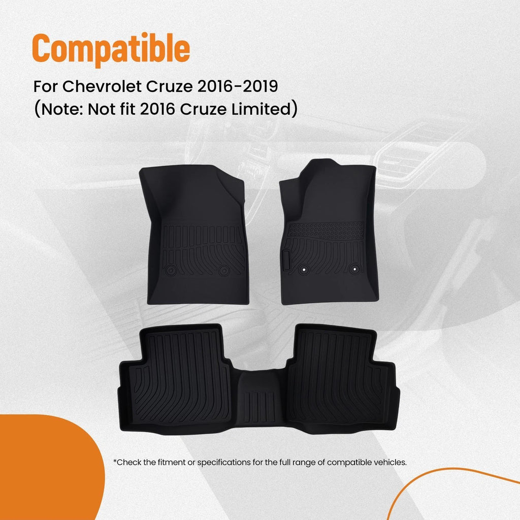 All-Weather TPE Floor Mats for Chevrolet Cruze (2016–2019) Black