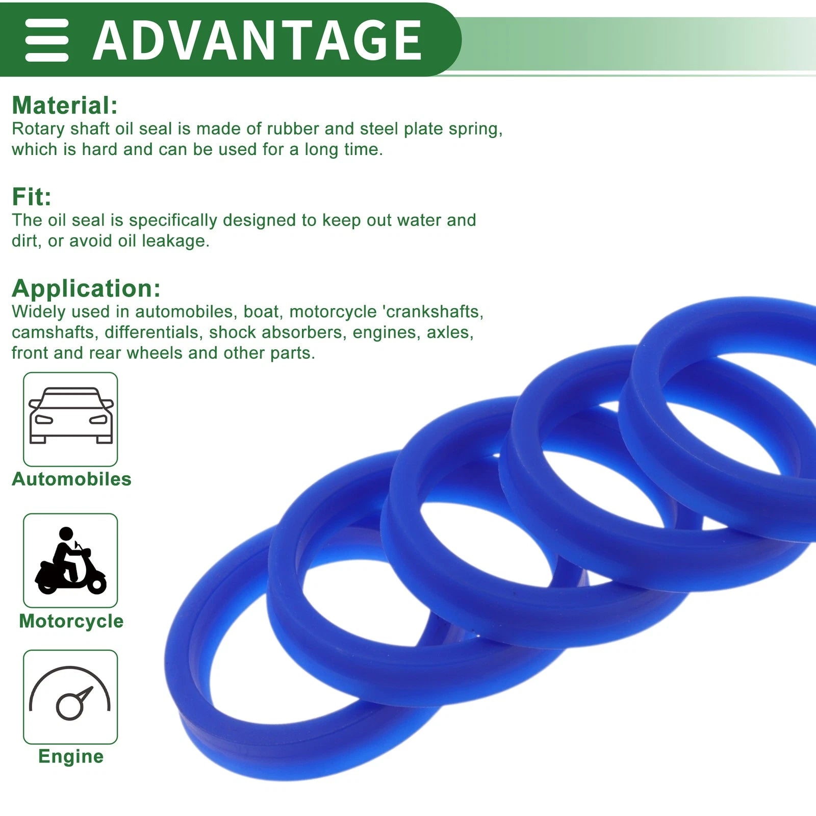 Set of 5 Oil Seal Rotary Shaft Seal 45x55x10mm High Pressure Blue