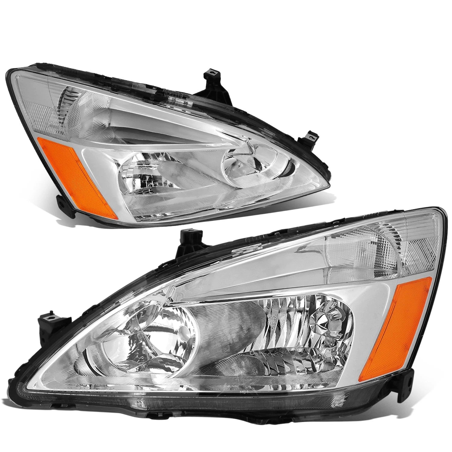 Chrome Housing Headlights + Amber Corners + Smoked LED Fog Light Kit for Honda Accord (2003–2007)