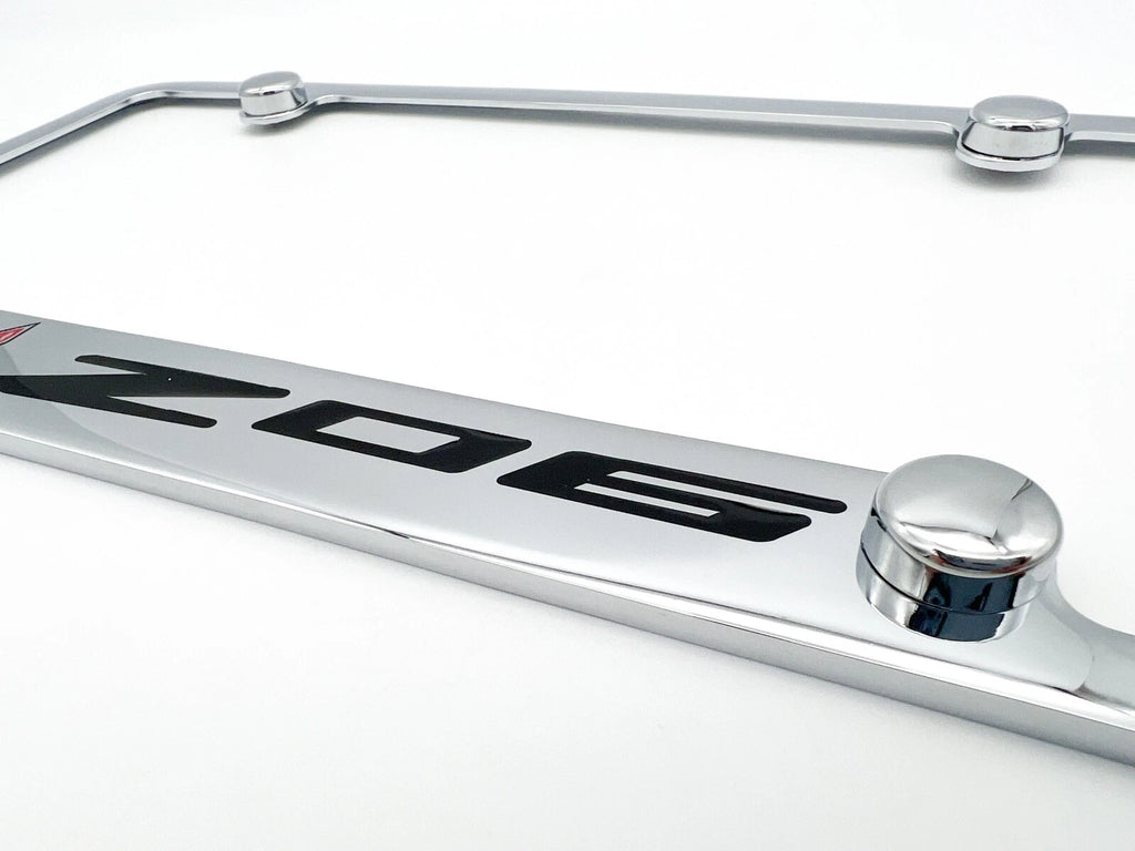 Chrome License Plate Frame with Chevy Corvette Logo for C8 Z06 (2020–2024)