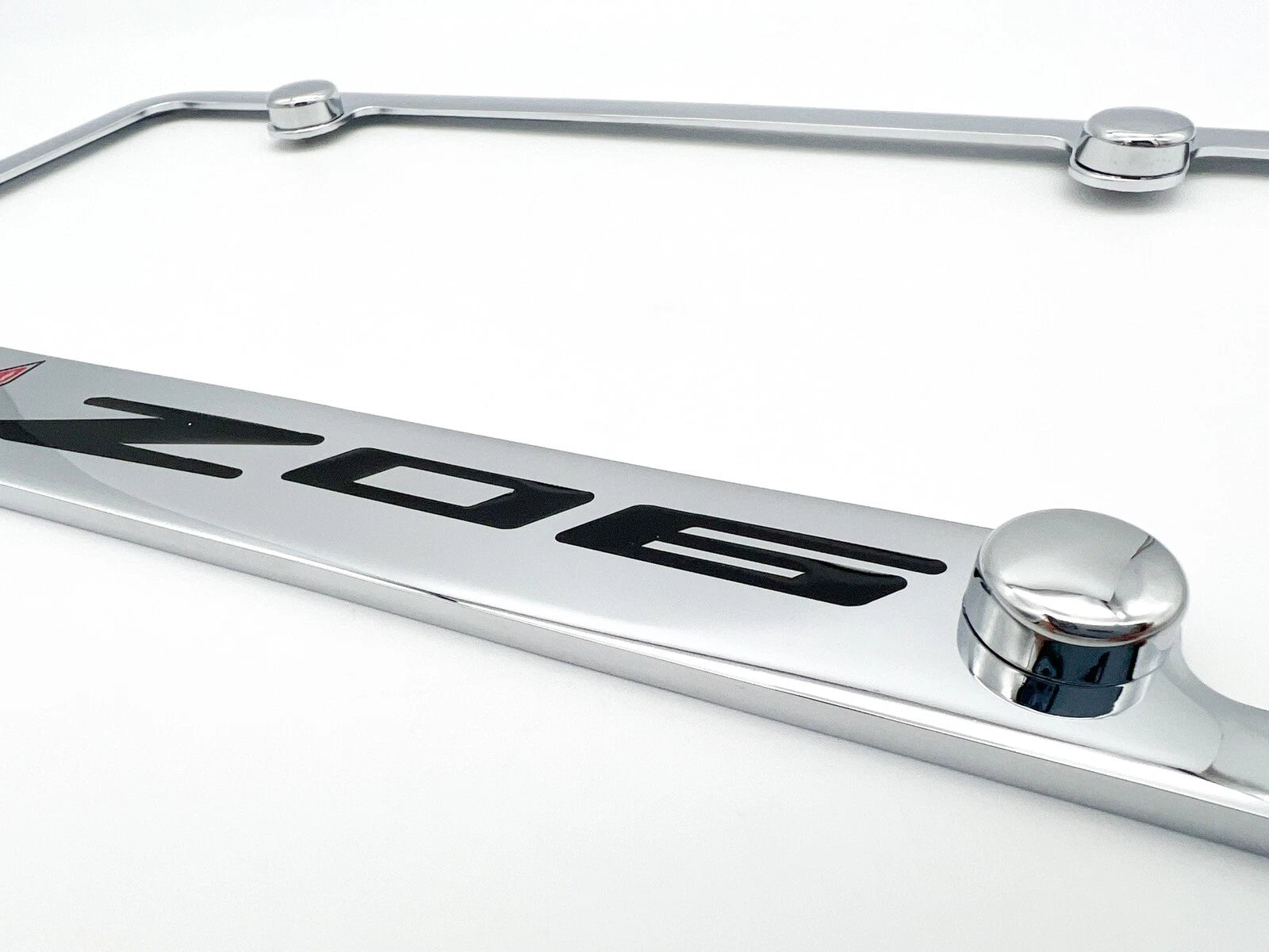 Chrome License Plate Frame with Chevy Corvette Logo for C8 Z06 (2020–2024)