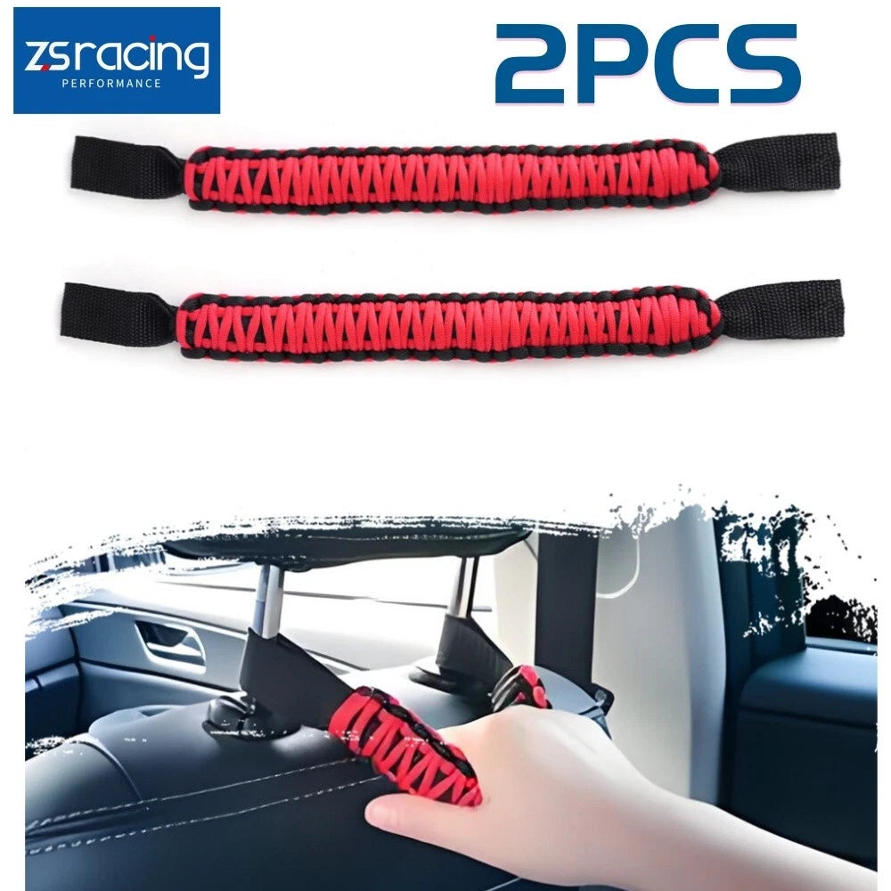 2X Red Headrest Grab Grip Handles for Jeep Wrangler JK (2007–2017)