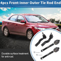 Set of 4 Front Inner Outer Tie Rod End Links for Ford Fusion, Lincoln MKZ