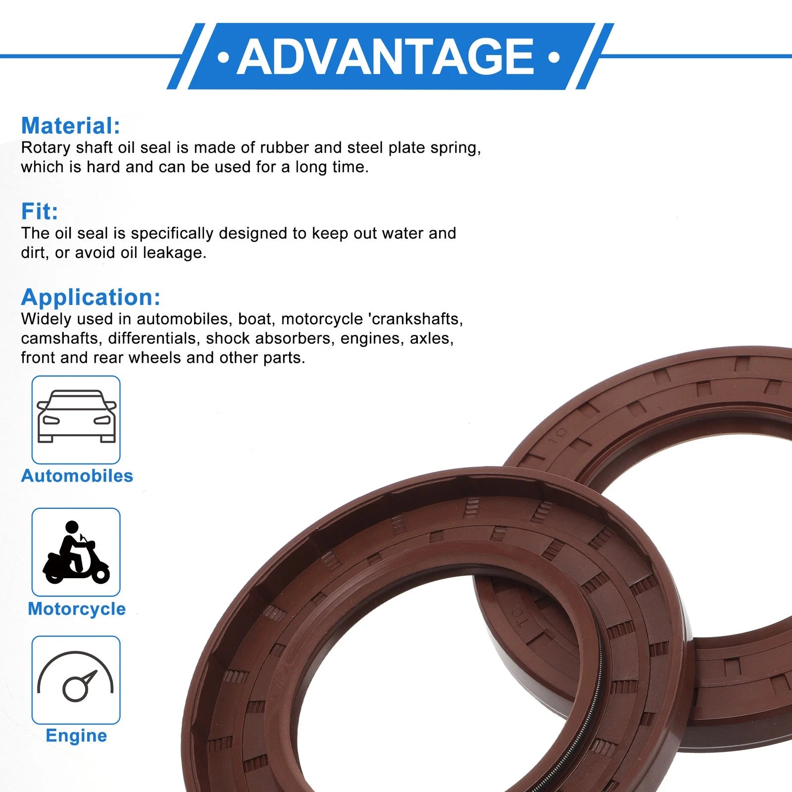 2X Oil Seal Rotary Shaft Seal FKM Rubber 60x100x10mm  