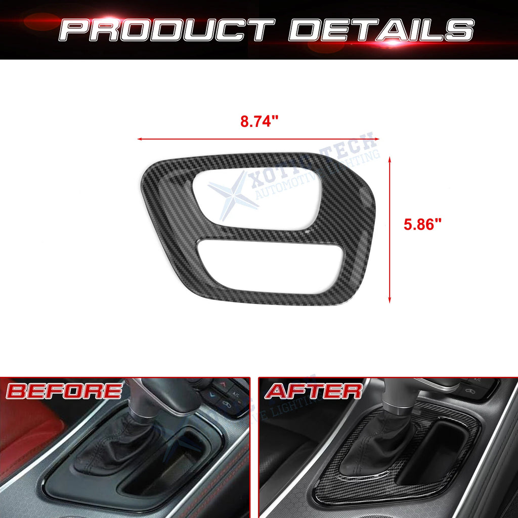 Carbon Fiber Style Gear Shift Media Frame Cover for Dodge Challenger (2015-2026)