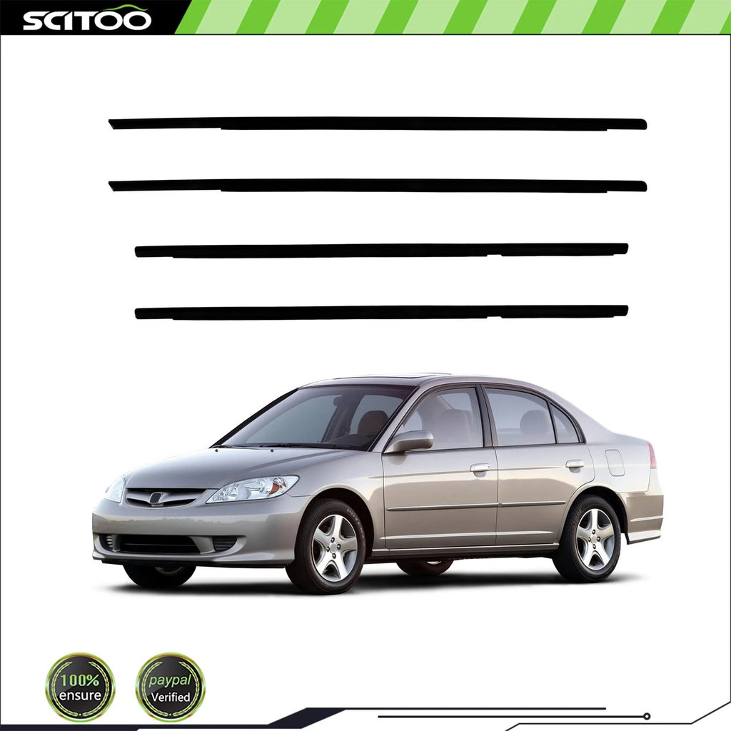 Window Scraper Seal Belt Weatherstrip for Honda Civic 4 Door (2002–2004)