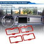 Set of 4 Air Condition Outlet Vent Trim Cover Frame for Ford Bronco (2021–2024) Red