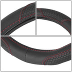 Steering Wheel Cover Black Hexagon Pattern Red 14.5" for Universal Fit