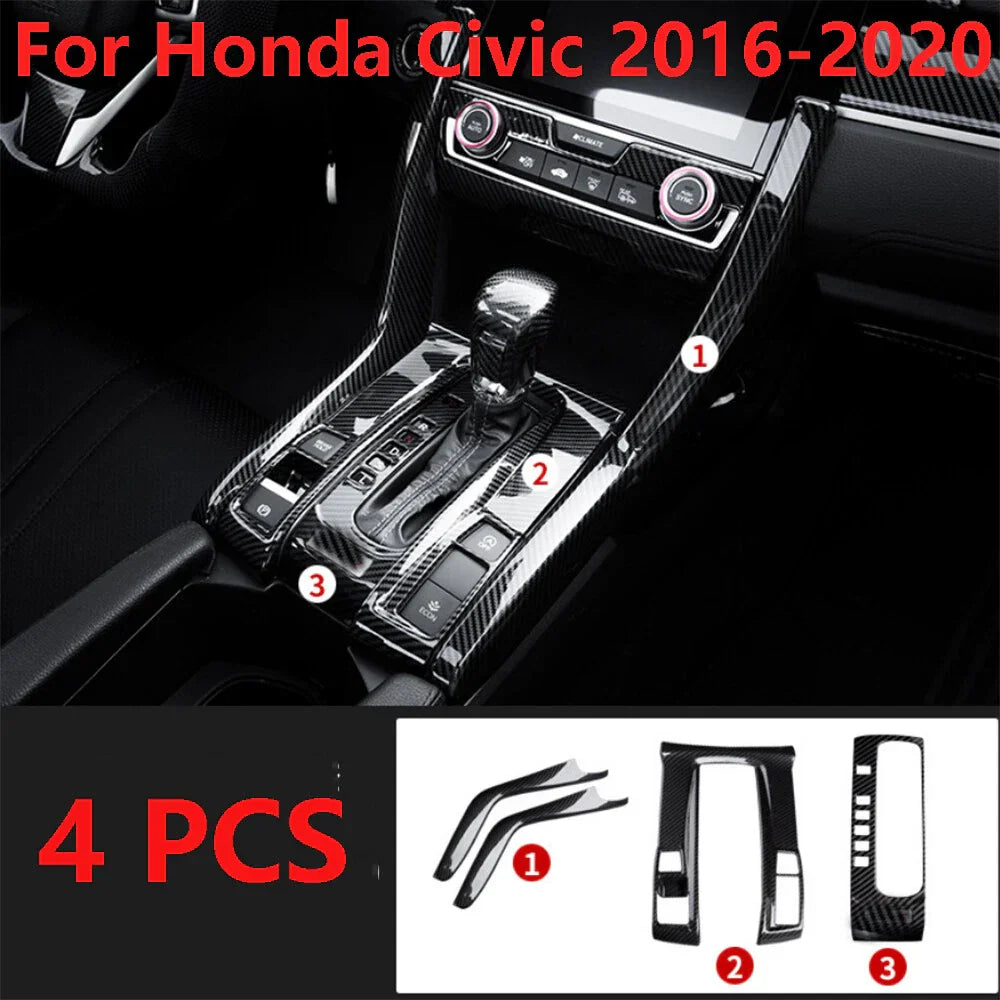 Carbon Fiber Console Shift Panel Cover for Honda Civic (2016–2020)