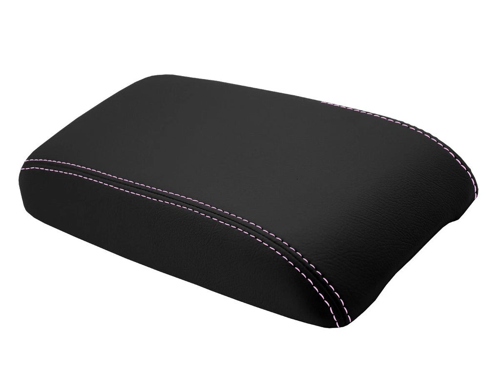 Leather Console Lid Armrest Cover for Ford Fusion (2010–2012) Pink Stitch