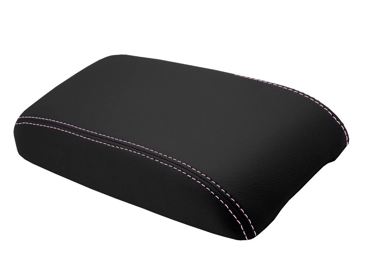 Leather Console Lid Armrest Cover for Ford Fusion (2010–2012) Pink Stitch