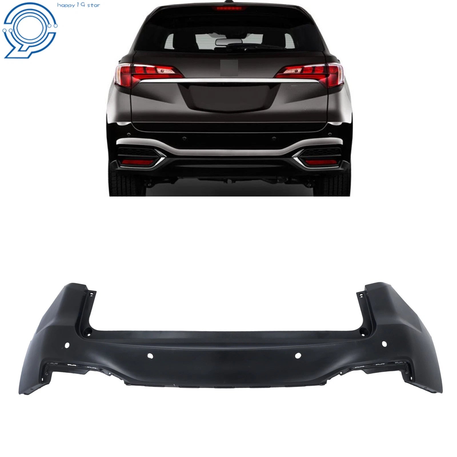 Rear Upper Bumper Cover for Acura RDX (2016–2018) with Sensor Holes