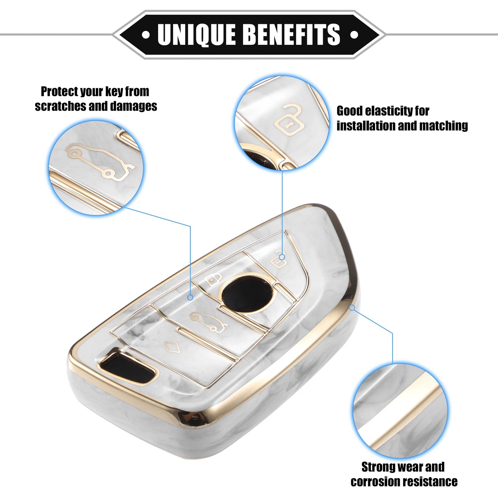 Set of 4 TPU Remote Key Fob Covers for BMW 3 4 5 6 7 Series