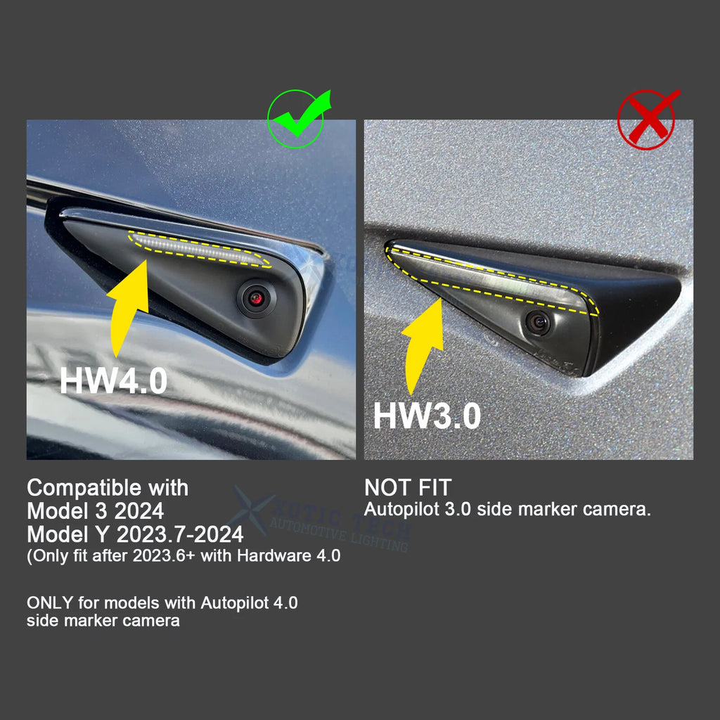 Matte Carbon Look Side Camera Trim Cover for Tesla Model 3 (2024-2024)