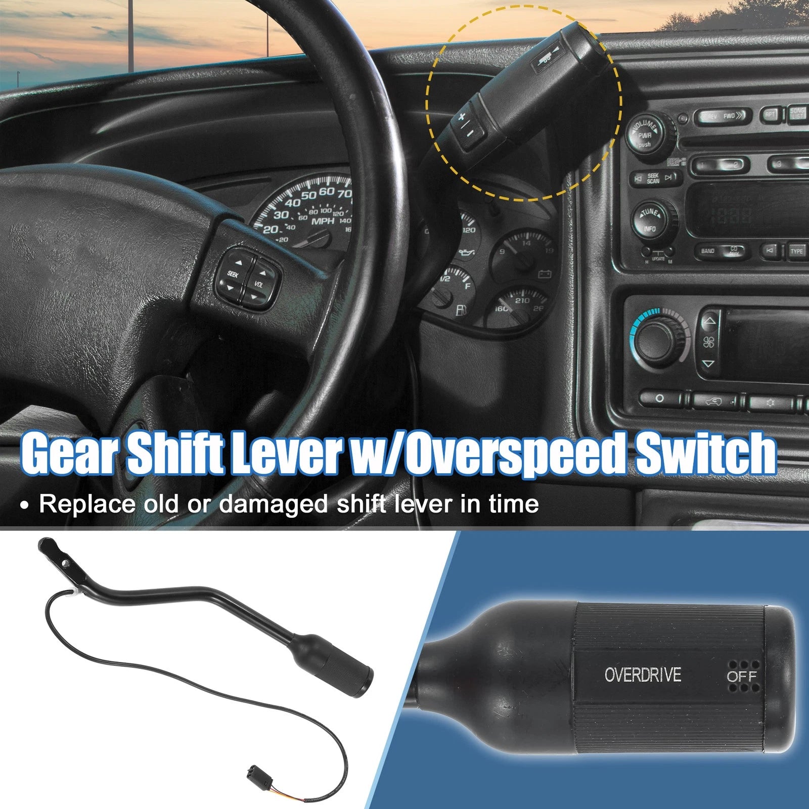 Transmission Gear Shift Lever w/Overdrive Switch for Ford F150 F250 F350 (1992–1997)