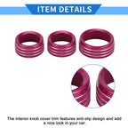 3X AC Media Tune Switch Knob Cover Ring for Dodge Challenger (2015–2019) Rose Red