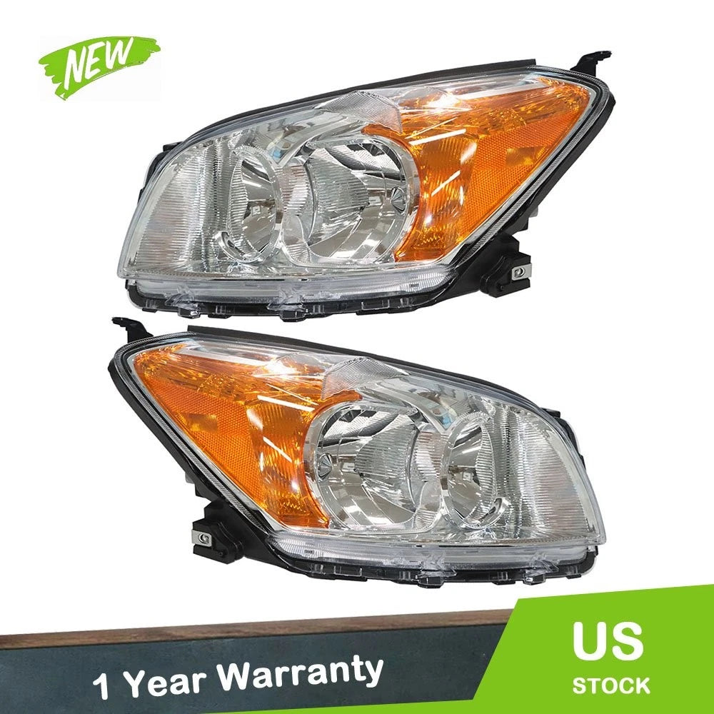 Replacement Headlight Set for Toyota RAV4 Sport (2009–2012) LH+RH Chrome Halogen