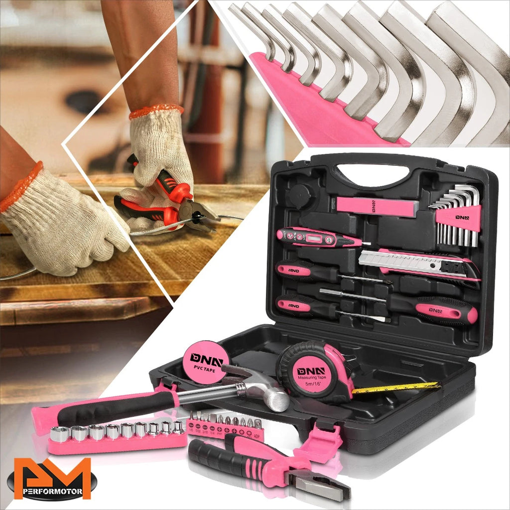 46-Piece Household Toolbox Set for (Pink)