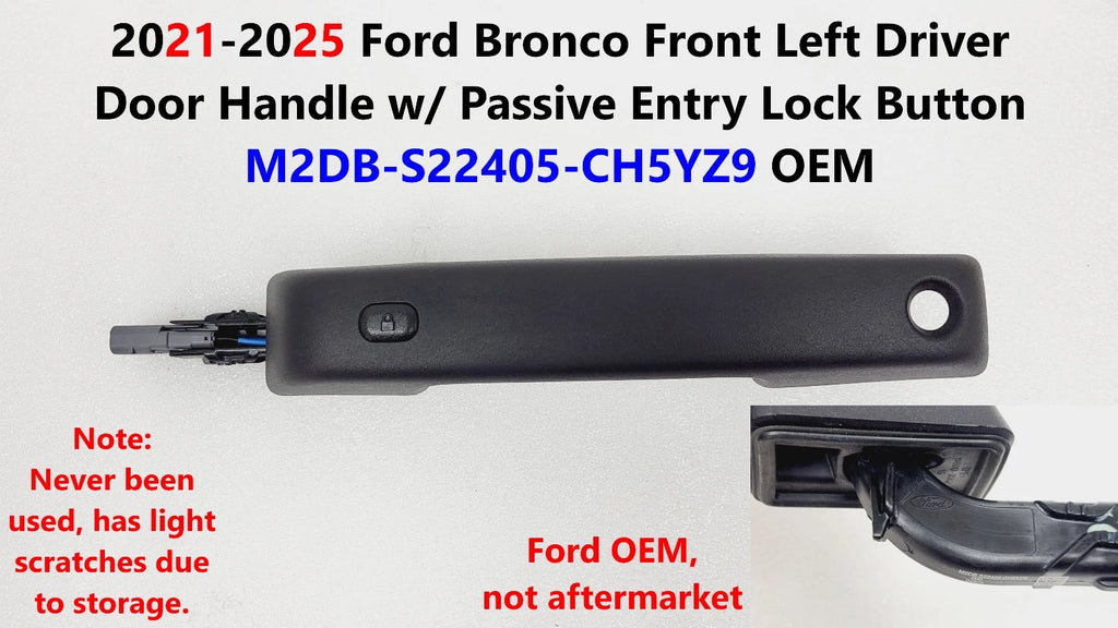 Front Left Door Handle w/ Lock Button for Ford Bronco (2021–2025) M2DB-S22405-CH5YZ9