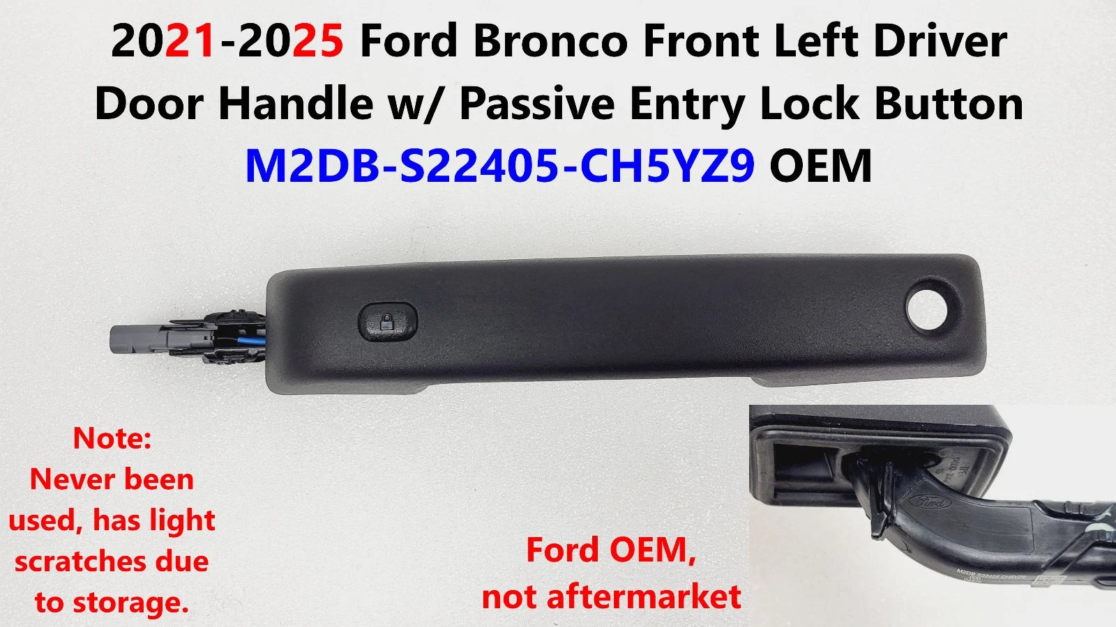 Front Left Door Handle w/ Lock Button for Ford Bronco (2021–2025) M2DB-S22405-CH5YZ9