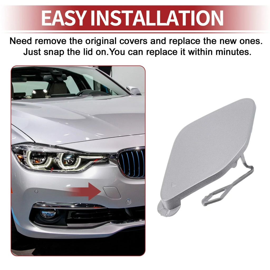 Tow Hook Cover for BMW 320i (2016-2018) Silver Tone