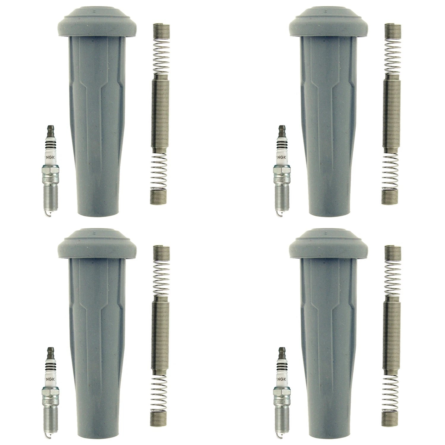 Set of 4 NGK Iridium IX Spark Plugs & Coil Boots for C-Max Escape Fusion MKZ (2013–2019)