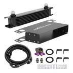 7 Row Oil Cooler Kit for Universal Applications - Aluminum, Black