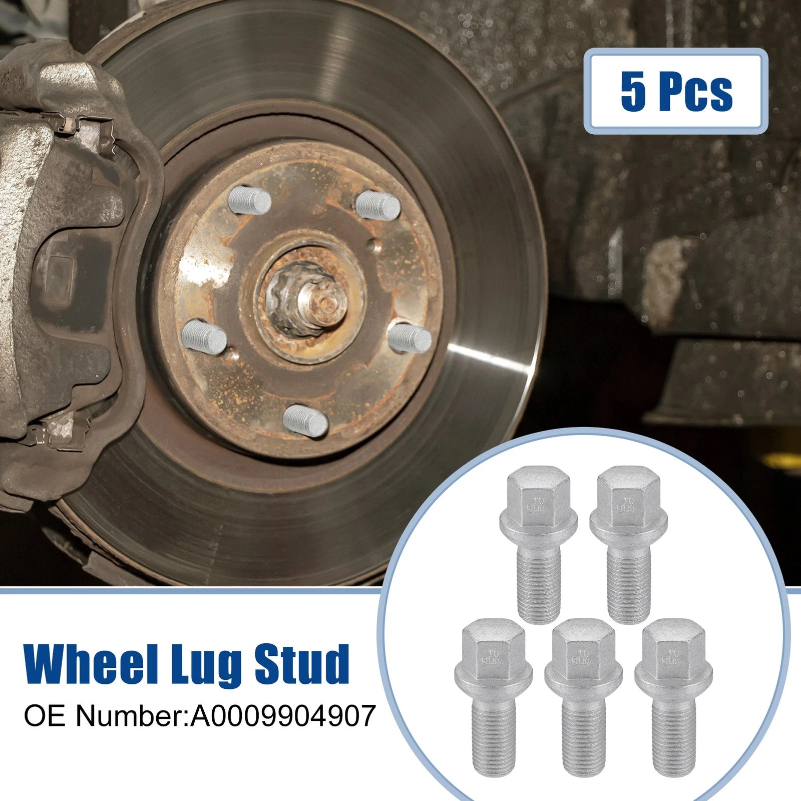 5 Pcs M14×1.5 Wheel Lug Bolt Nut for Mercedes-Benz C250 (2008–2015) No.A0009904907