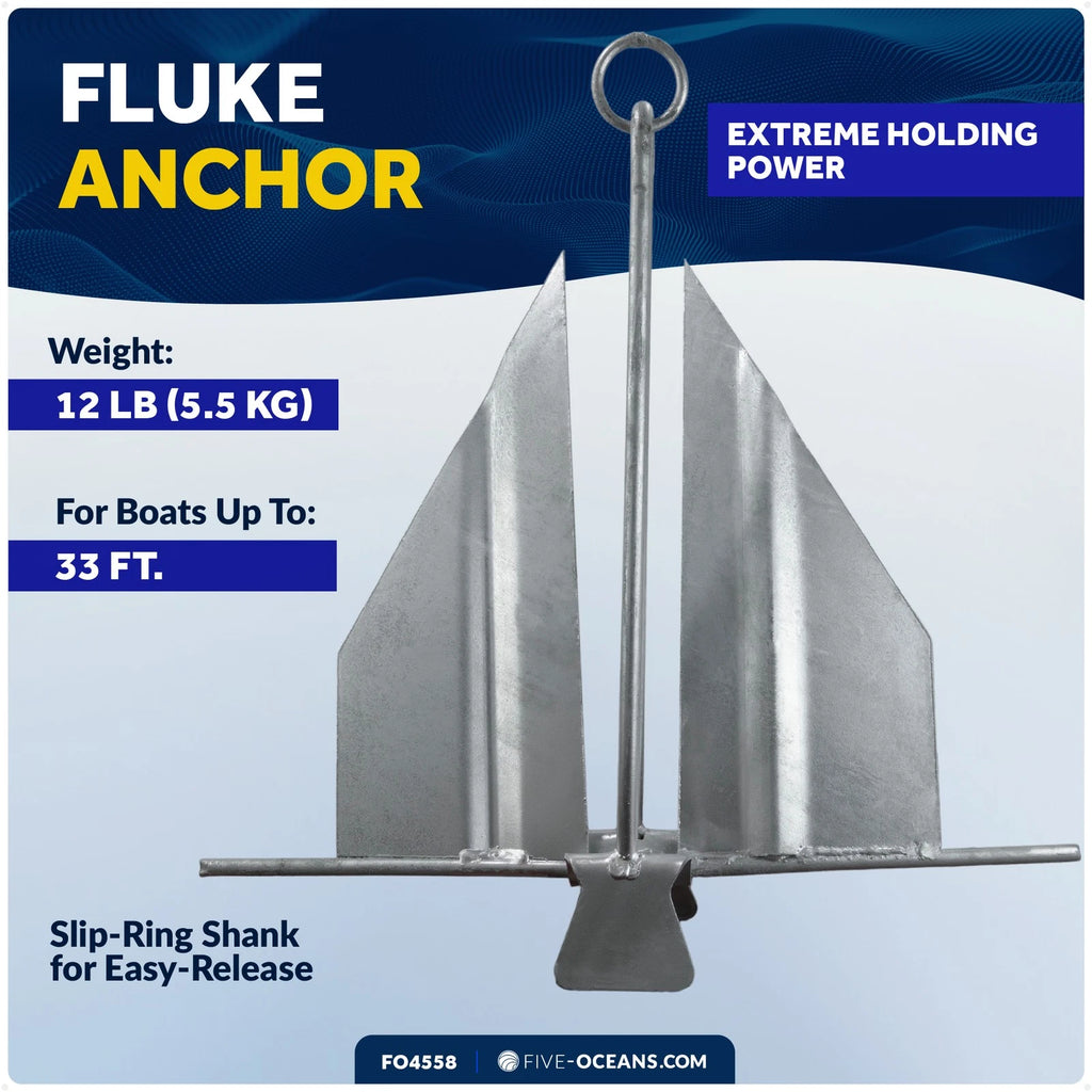 12 Lb Fluke Boat Anchor for Slip-Ring Hot Dipped Galvanized Steel