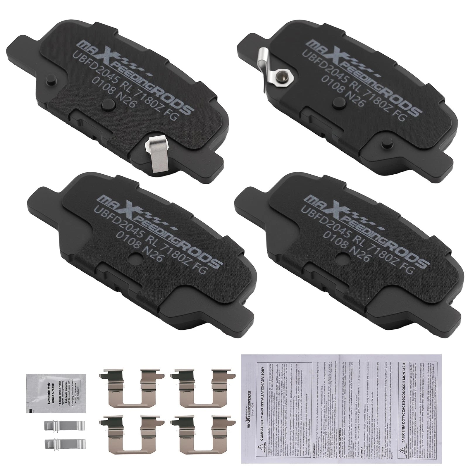 Set of 4 Rear Ceramic Brake Pads for Mazda 3 Sport (2014–2018) D1679