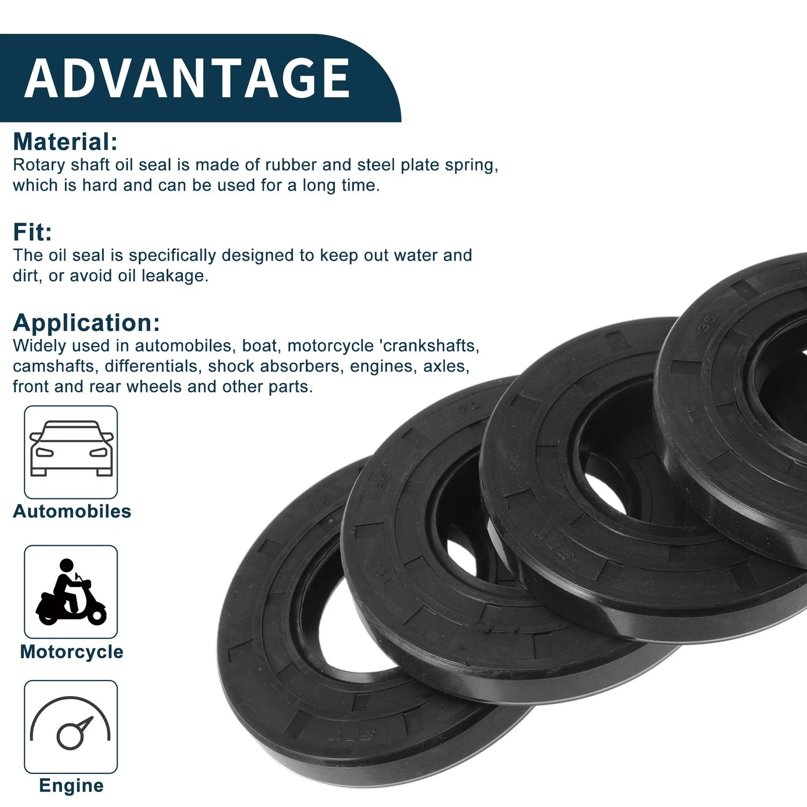 Set of 5 Oil Seal Rotary Shaft Seal NBR Rubber 35x70x10mm