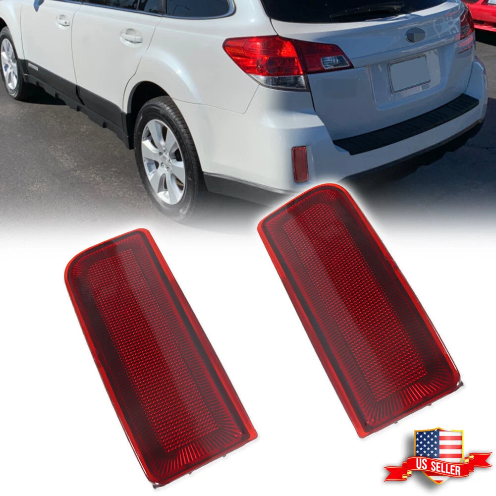 2X Red Lens Rear Bumper Reflector Lights for Subaru Outback (2010–2014)