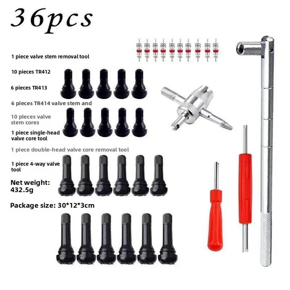 Tire Valve Stem Installation Tool Kit with Valve Core Wrench Set of 4