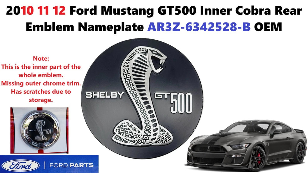 Inner Cobra Rear Trunk Emblem for Ford Mustang Shelby GT500 (2010–2012) AR3Z-6342528-B