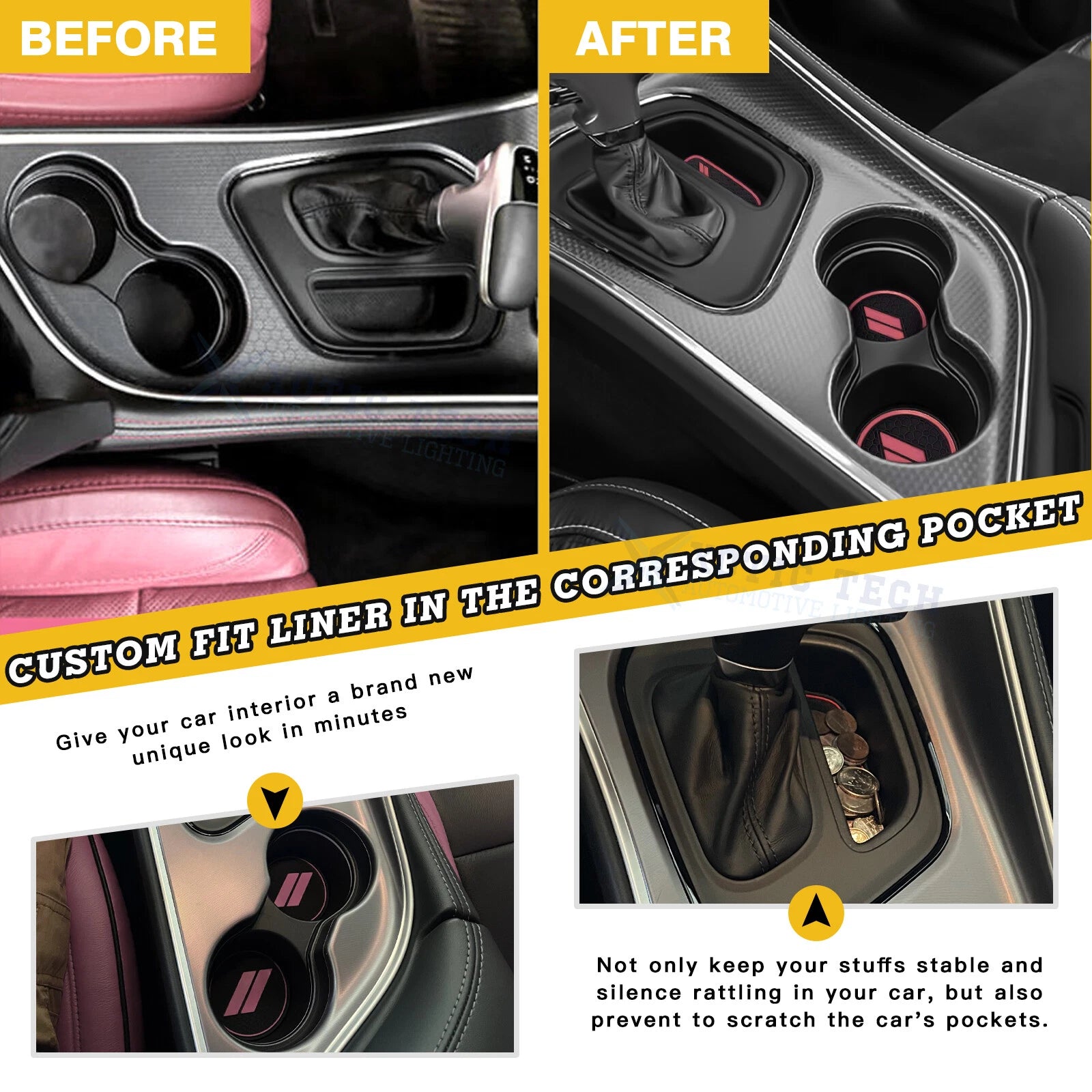 Soft Pink Anti-dust Car Interior Mats Accessories for Dodge Challenger (2015-2023)