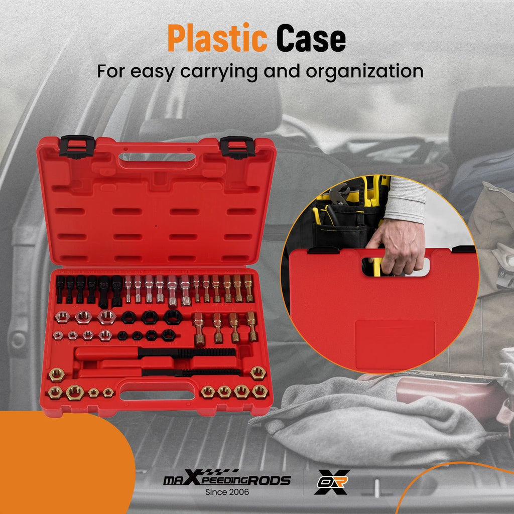 48Pc Thread Repair Tap Die Chaser Tool Kit with Storage