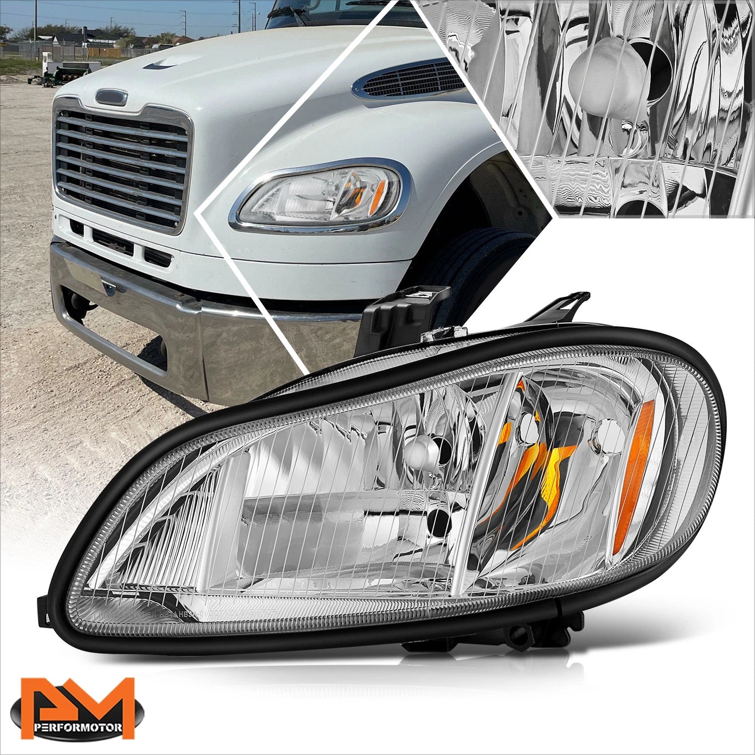Driver Side Chrome/Clear Headlight for Freightliner M2 106 112 (2003–2019)