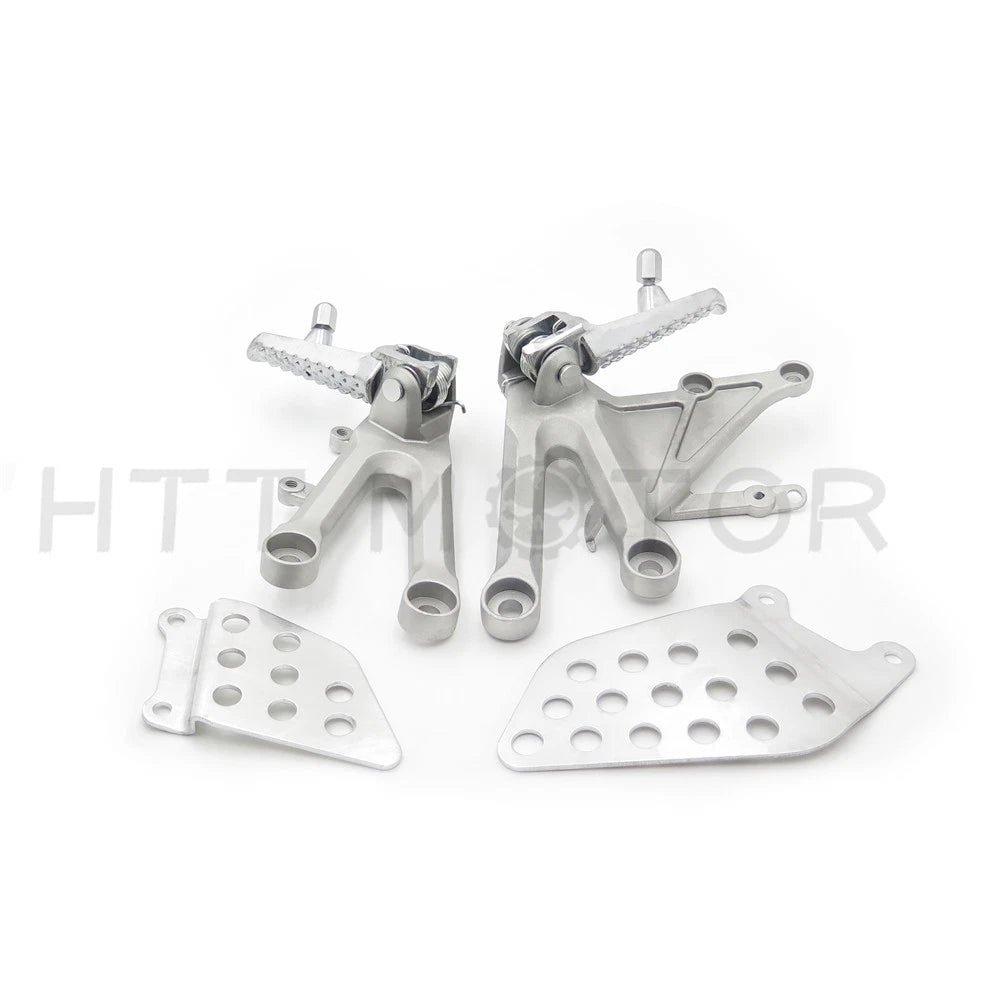 Set of 2 Silver Front Footrest Foot Pegs Bracket for Honda CBR1000RR (2004–2007)