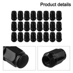 24 Pcs / M12x1.5 / Wheel-Nuts Black Lug Nut Socket for Land Cruiser Prado Ford