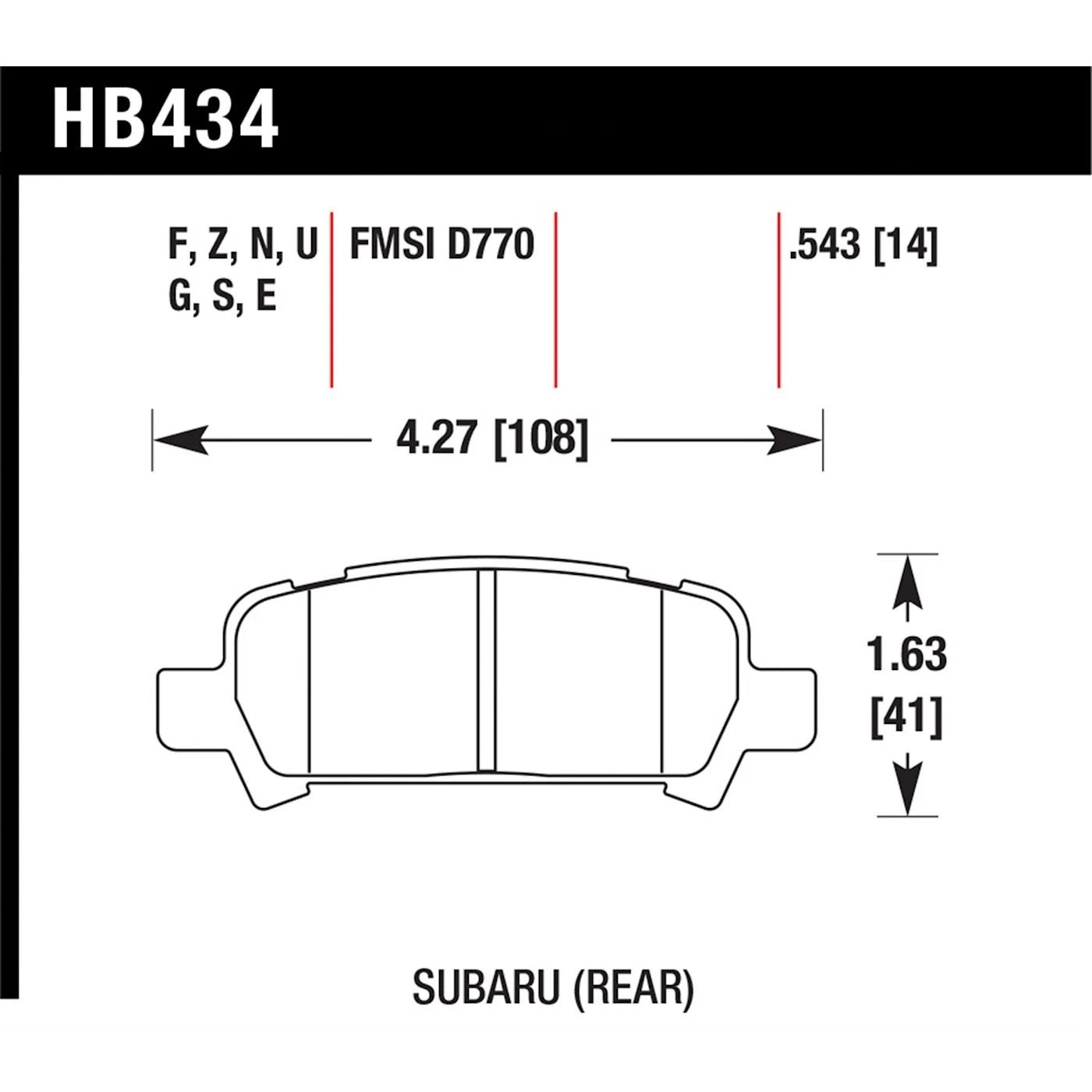 Set of 4 Brake Pads for Subaru Legacy Baja Outback