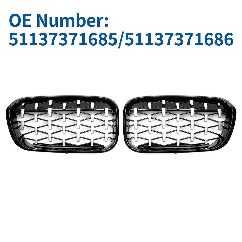 Front Upper Bumper Grille for BMW 1 Series Half Chrome Silver Tone
