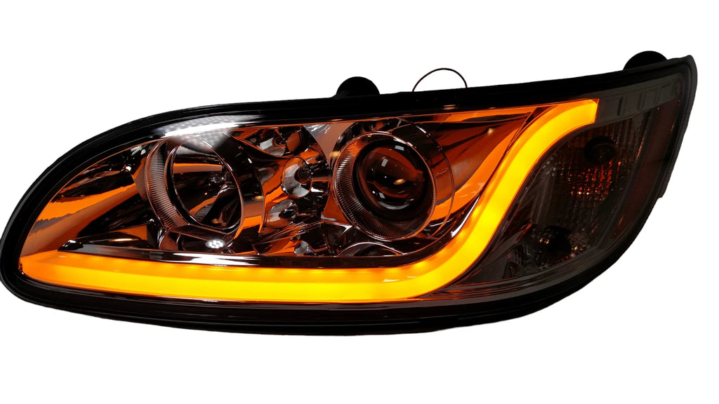 Left Chrome Headlight Dual Function LED for Peterbilt 382 384 386 387