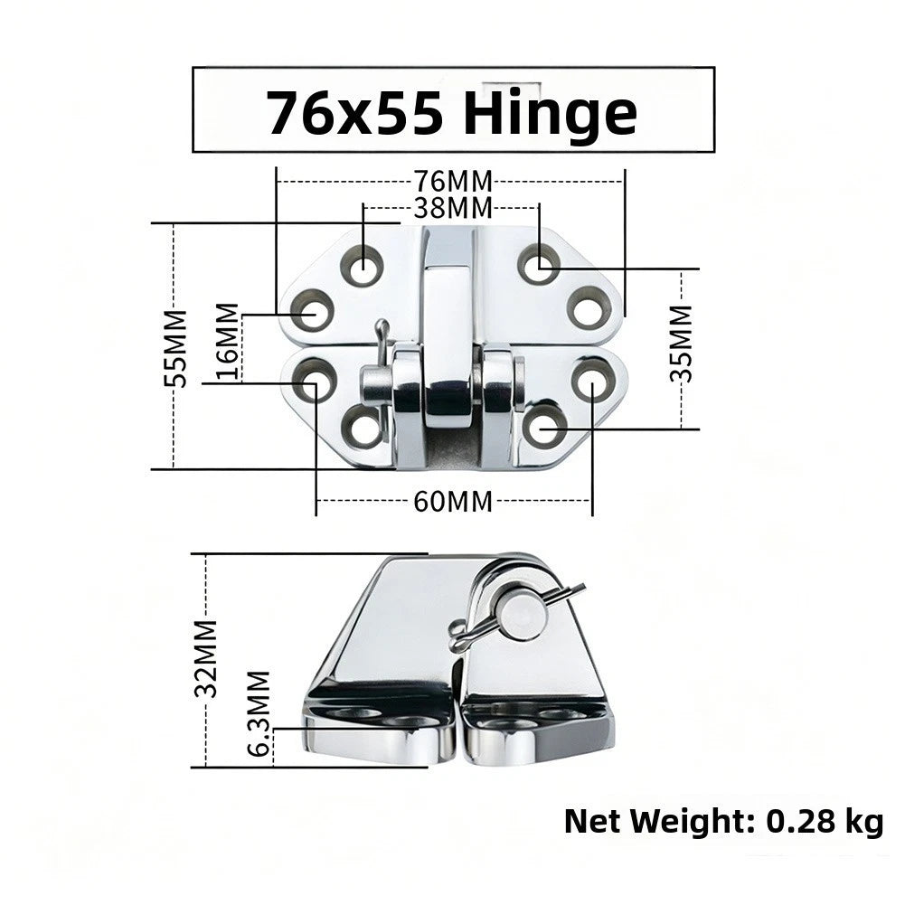 316 Stainless Steel Hinge Strap for Boat RV Cabinet Mounting (76x65mm)