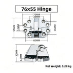 316 Stainless Steel Hinge Strap for Boat RV Cabinet Mounting (76x65mm)